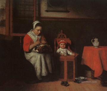 Nicolaes Maes Painting - The Lacemaker Baroque Nicolaes Maes